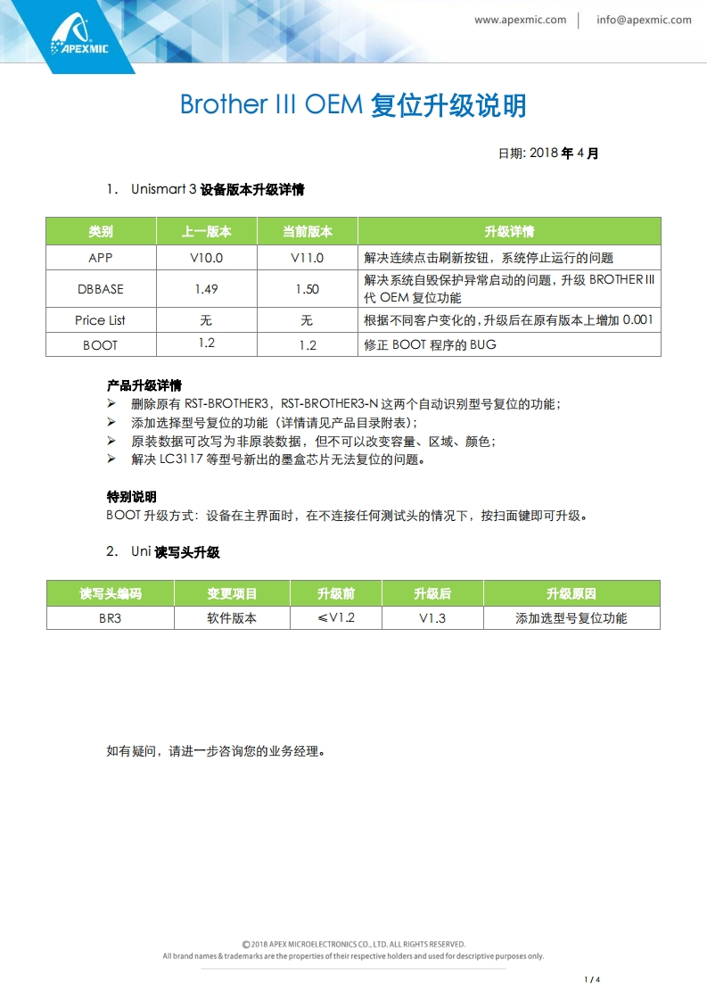Brother III OEM复位升级说明 20180404
